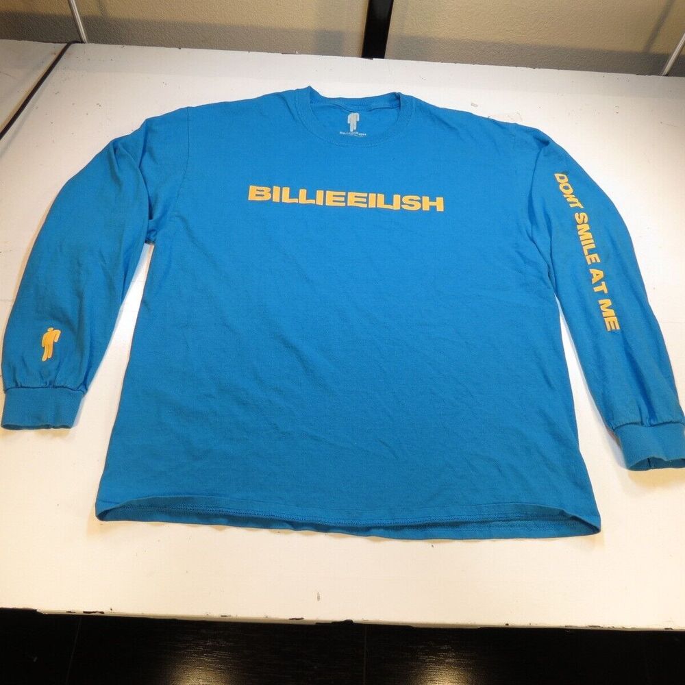 BILLIE EILISH POP MUSIC TOUR CONCERT LONG SLEEVE TEE T SHIRT Mens XL Blue